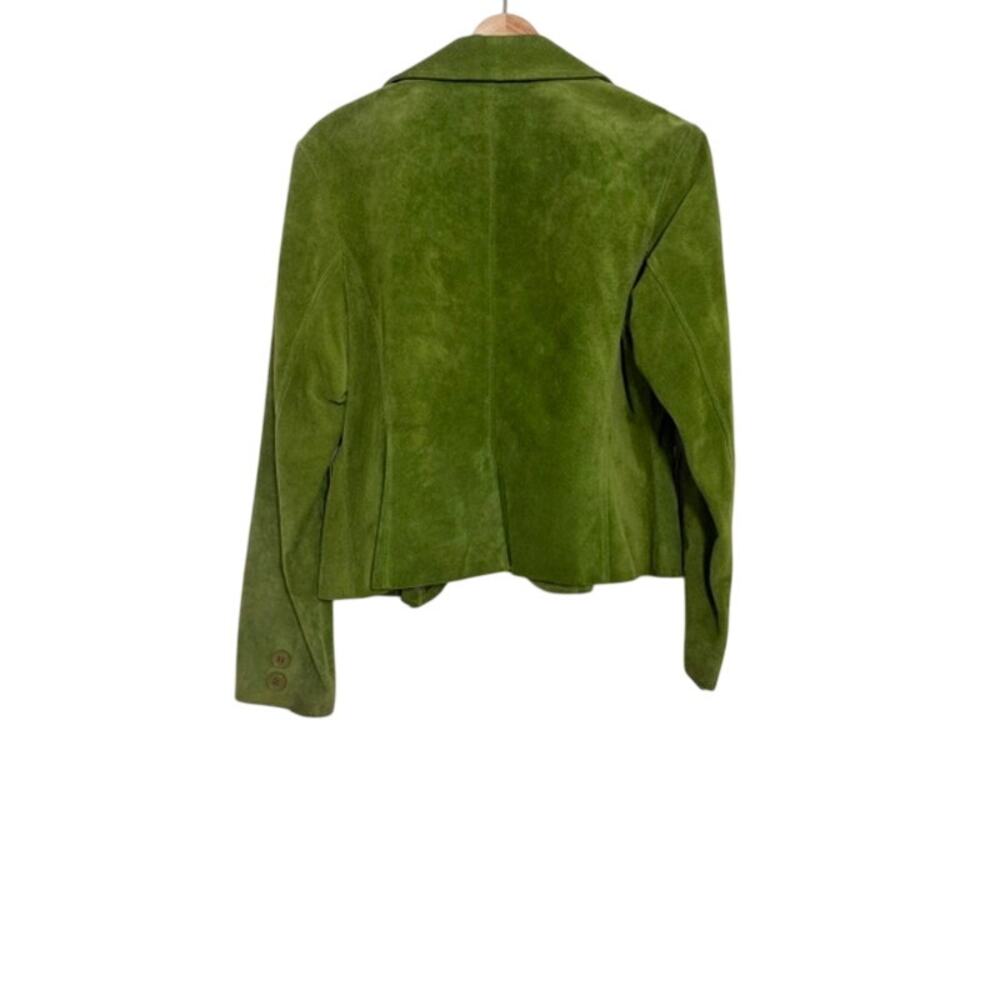 Bandolera Suede Jacket Womens 10 Green Fitted Blazer Button Front Y2K Boho - Picture 7 of 12
